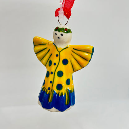 Christmas Market Angel Ornament - Yellow Dot
