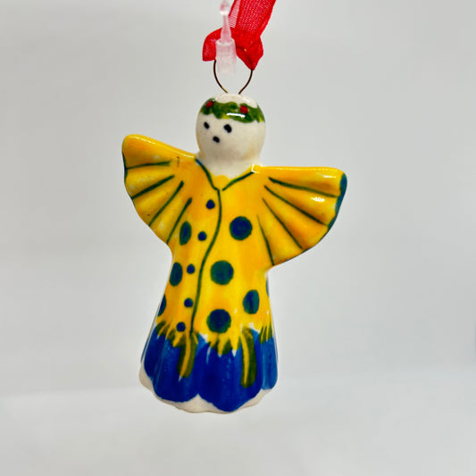 Christmas Market Angel Ornament - Yellow Dot