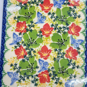 Rectangular Cheese/Cutting Board - Green Floral with Butterfly - A1