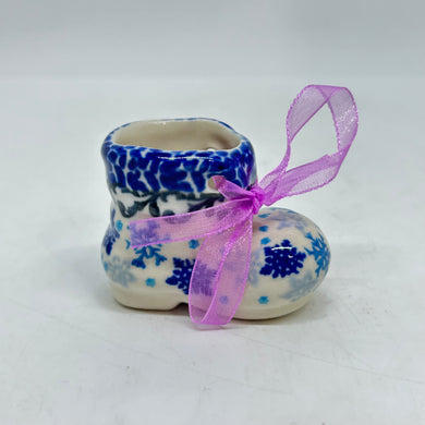 Christmas Boot Ornament - Blue Snowflakes