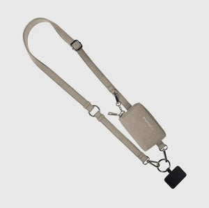 Clip & Go Brushed Vegan Leather Phone Lanyard - Bone