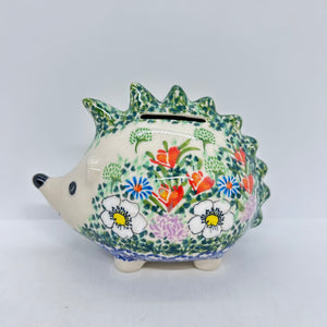 Hedgehog Piggy Bank - White Daisy Art 2