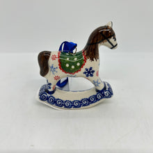 Load image into Gallery viewer, Rocking Horse Ornament - Green Saddle with Snowflakes