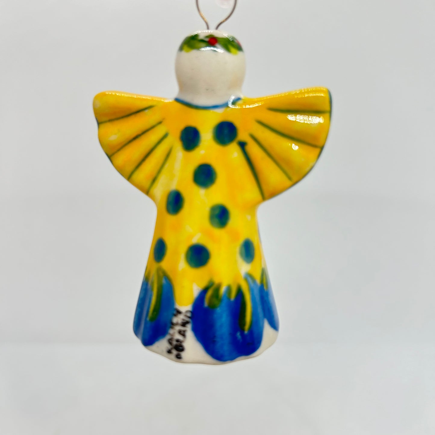 Christmas Market Angel Ornament - Yellow Dot