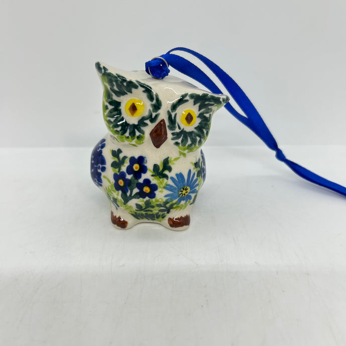 Owl Ornament - Blue Daisy