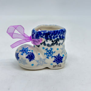 Christmas Boot Ornament - Blue Snowflakes