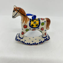 Load image into Gallery viewer, Rocking Horse Ornament - Yellow Star with Swirls