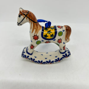 Rocking Horse Ornament - Yellow Star with Swirls