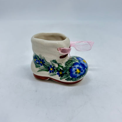 Christmas Boot Ornament -  Blue Flower - A1