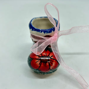 Christmas Boot Ornament -  Red Flower - A2