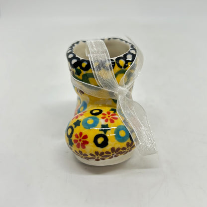 Christmas Boot Ornament - Yellow Dots