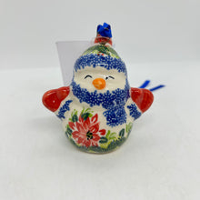 Load image into Gallery viewer, Snowman with Mittens Ornament - Poinsetta