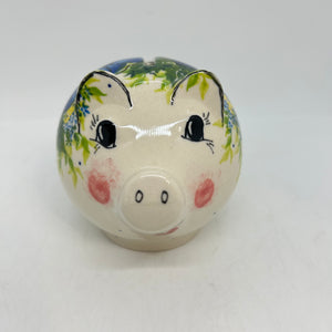 Piggy Bank - Deep Blue Flowers - A2