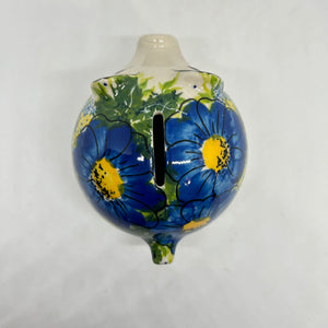 Piggy Bank - Deep Blue Flowers - A2