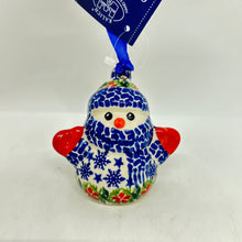 Load image into Gallery viewer, Snowman with Mittens Ornament - Green Holly