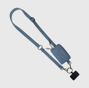 Clip & Go Brushed Vegan Leather Phone Lanyard - Denim