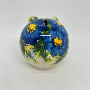 Piggy Bank - Deep Blue Flowers - A2