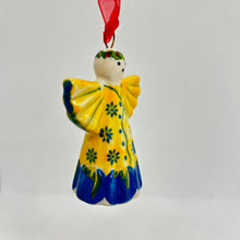 Load image into Gallery viewer, Christmas Market Angel - Yellow/Blue Snowflake