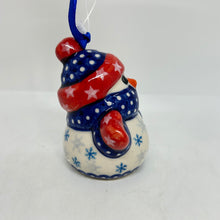 Load image into Gallery viewer, Snowman with Mittens Ornament - Dots/Snowflakes