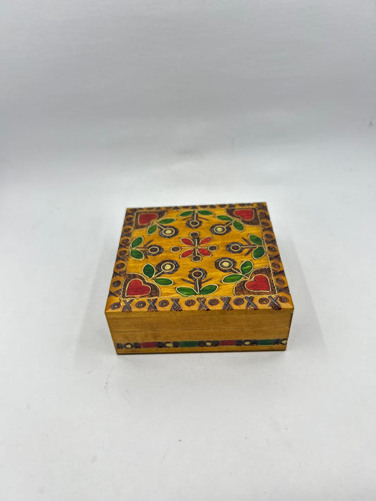 Floral Polish Linden Wood Box