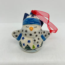 Load image into Gallery viewer, Snowman with Mittens Ornament - Stars with Trees