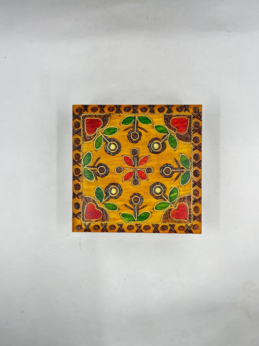 Floral Polish Linden Wood Box