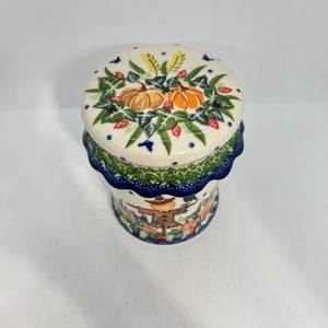 Medium Ruffled Canister - Pumpkin Scene - A1!