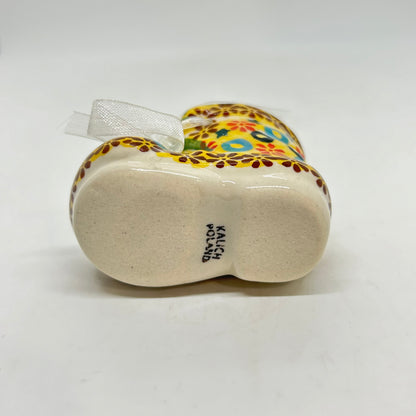 Christmas Boot Ornament - Yellow Dots