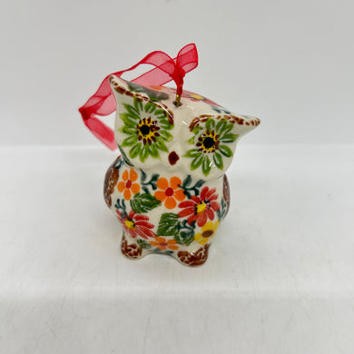 Owl Ornament - Brown Floral