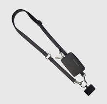 Load image into Gallery viewer, Clip &amp; Go Brushed Vegan Leather Phone Lanyard - Black