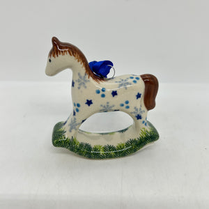 Rocking Horse Ornament - Gray Snowflakes