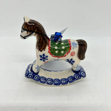 Load image into Gallery viewer, Rocking Horse Ornament - Green Saddle with Snowflakes