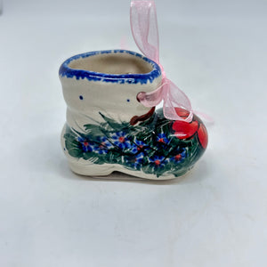 Christmas Boot Ornament -  Red Flower - A2