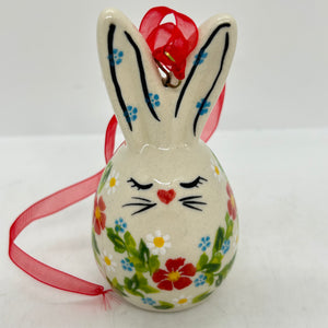 Egg Bunny Tree Ornament - Red Daisy