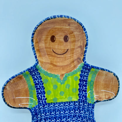 Gingerbread Platter - Green Shirt Swirl