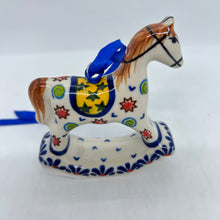 Load image into Gallery viewer, Rocking Horse Ornament - Yellow Star with Swirls