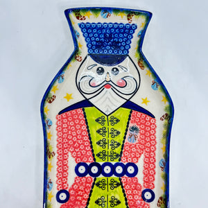 Nutcracker Platter - Blue Holly with Green Vest