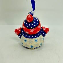 Load image into Gallery viewer, Snowman with Mittens Ornament - Dots/Snowflakes