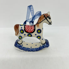 Load image into Gallery viewer, Rocking Horse Ornament - Green Dots with Red Saddle