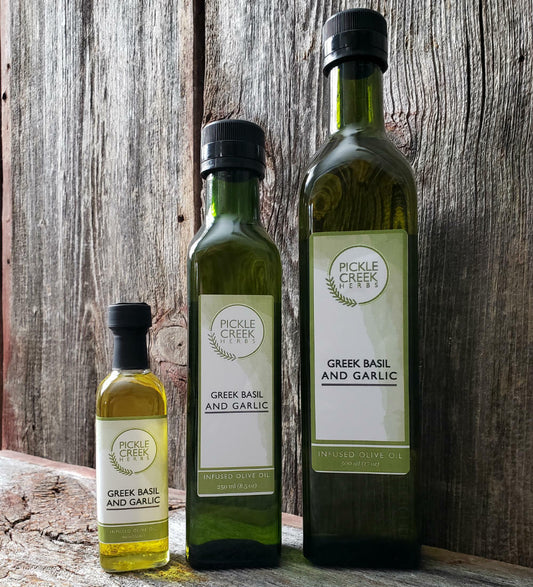 Greek Basil and Garlic Infused Olive Oil