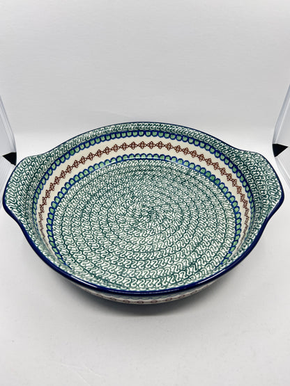 417 ~ Baker ~ Round w/ Handles ~ 10" - 020AX - T1!
