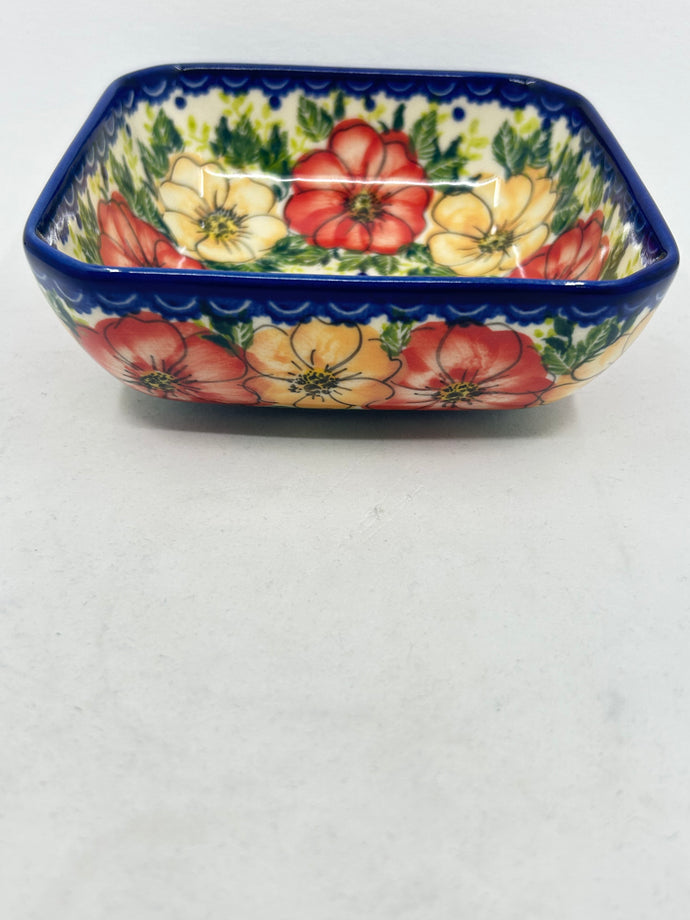 Square Baker - Red & Peach Flowers - A2*