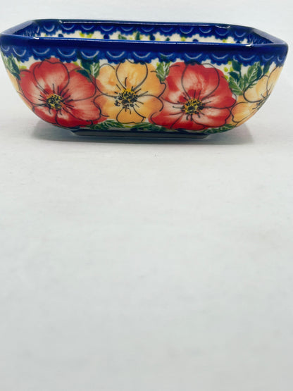 Square Baker - Red & Peach Flowers - A2*
