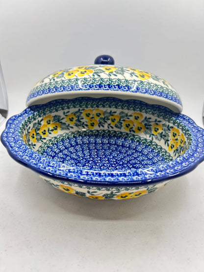 Baker ~ Wavy Edge Oval with Lid ~ 9.5 inch ~ 3299X ~ T4!