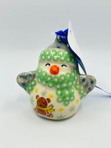 Snowman with Mittens Ornament - Green Hat- UXX3*