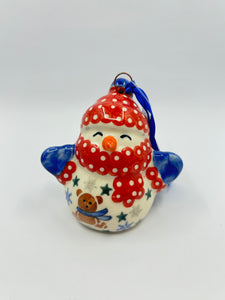 Snowman with Mittens Ornament - Red Hat - UXX1*