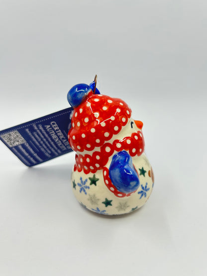 Snowman with Mittens Ornament - Red Hat - UXX1*