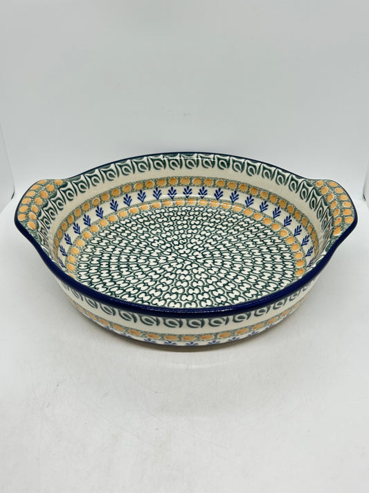 417 ~ Baker ~ Round w/ Handles ~ 10" - 0015X - T1!