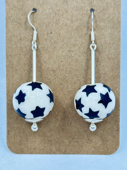 Dangling Star Polish Pottery Earrings #11
