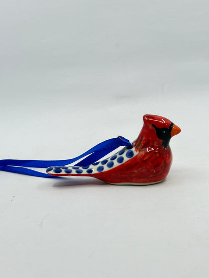 Cardinal Ornament - Blue Dot Feathers #5